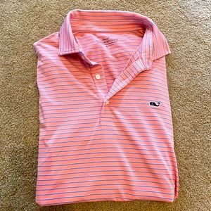 VINEYARD VINES Pink and Blue Stripped Polo - Men’s